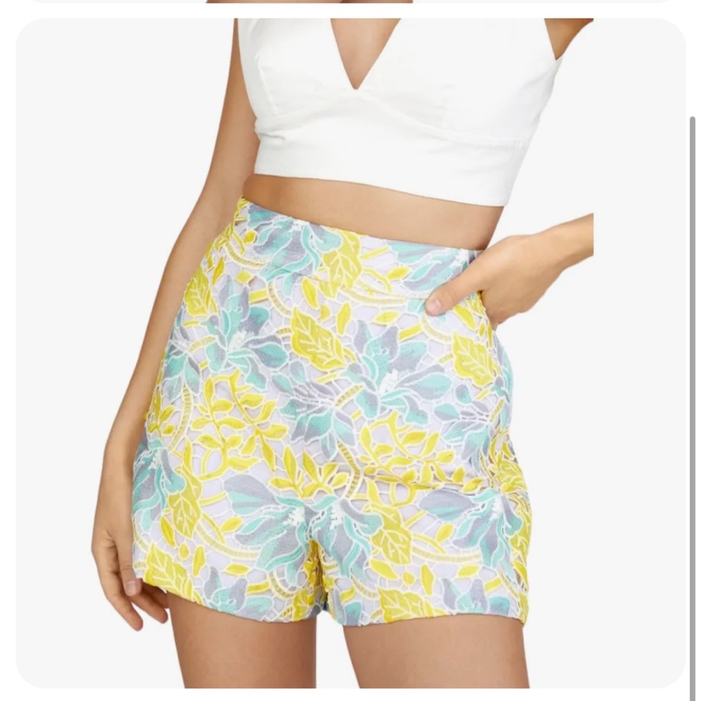 NWOT Anthropologie Hutch Lace Pastel Yellow Blue Floral Print Shorts